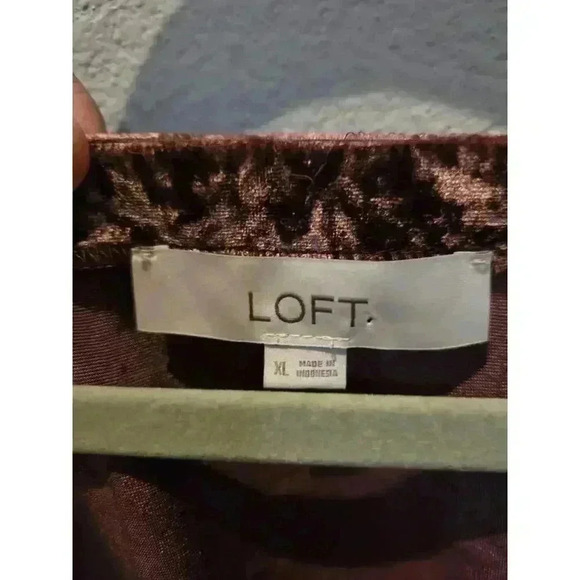 LOFT Women's XL Purple Crushed Velvet Square Neck Blouse - Picture 4 of 8